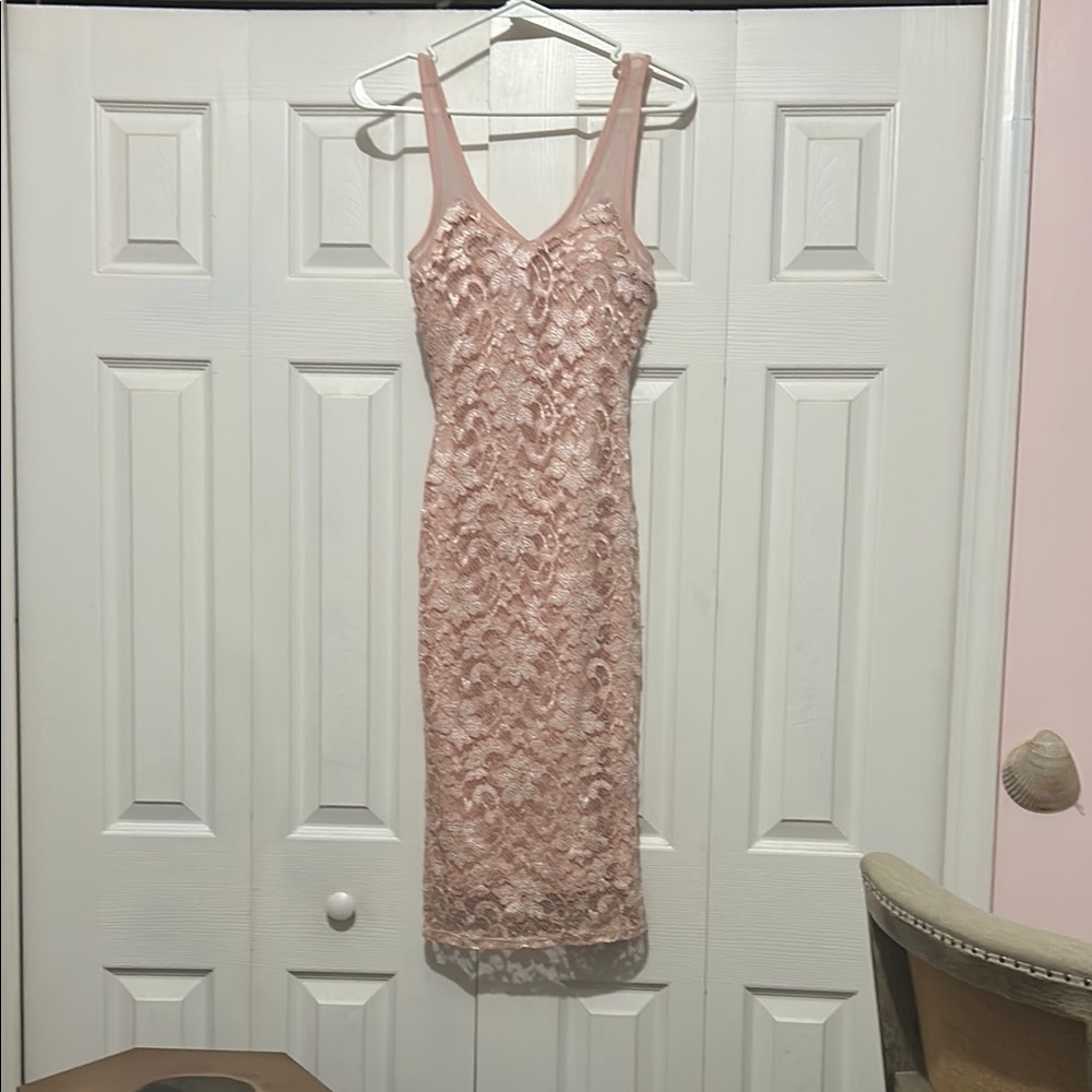 Almost Famous Pink Sequin Sheath Dress